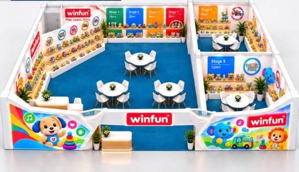 Custom exhibition stand design for the baby and children's products industry at Kind + Jugend