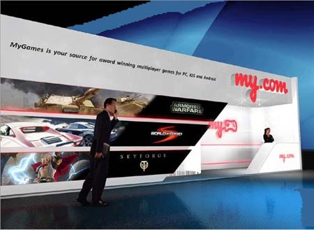 Activteam's custom 110 m² gaming exhibition stand for My.com at gamescom Cologne