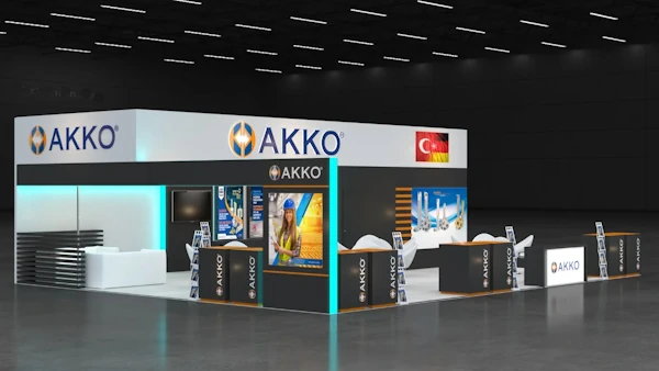 Custom exhibition stand design for machine tools and metalworking technologies at AMB Stuttgart